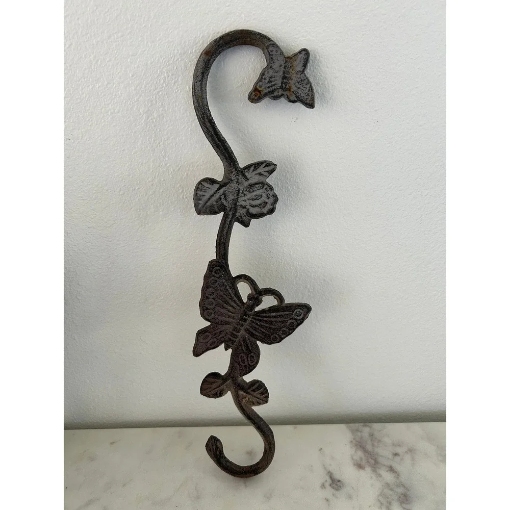 Vintage Cast Iron Butterfly Rose S Hook Garden Plant Hanger Decorative Extender